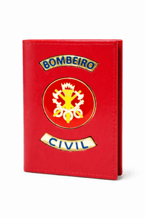 Carteira Porta Funcional Notas Bombeiro Civil Vermelha Fundo Branco - Couro Art Bombeiro Civil, Saúde e Tático