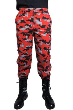 00677 CALC387A CAMUFLADO VERMELHO RIPTSTOP 1 - Couro Art Bombeiro Civil, Saúde e Tático