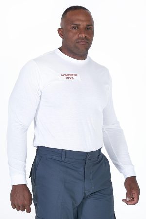 CAMISETA LONGA BRANCA BOMBEIRO CIVIL 1 - Couro Art Bombeiro Civil, Saúde e Tático