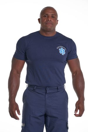 CAMISETA SOCORRISTA AZUL MASC - Couro Art Bombeiro Civil, Saúde e Tático