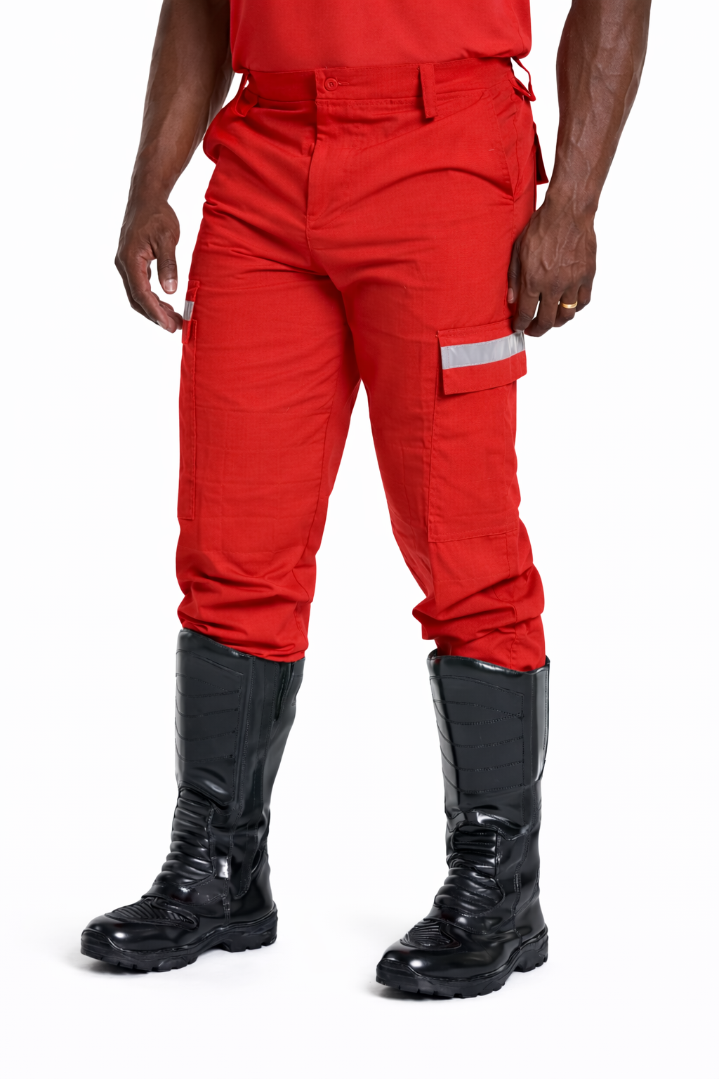 Calça Tática Vermelha – com Refletivo – RipStop - fundo branco Calça Tática Vermelha - c/ Refletivo - RipStop - Imagem 1