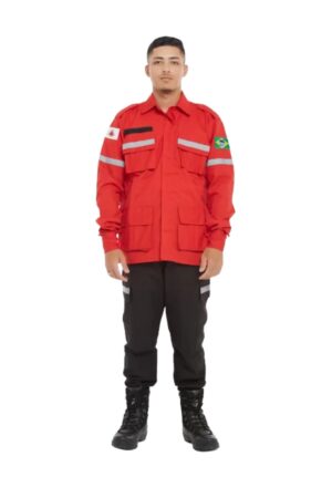 Farda Tatica Brigada Profissional Vermelha Padrao MG – Manga Longa - Couro Art Bombeiro Civil, Saúde e Tático