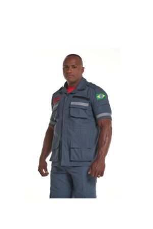 Gandola Tatica Bombeiro Civil Verde Petroleo Acinzentado – Manga Curta com Refletivo – Rip Stop - Couro Art Bombeiro Civil, Saúde e Tático