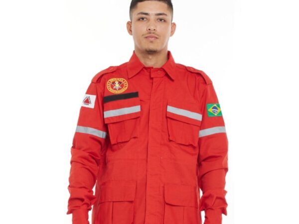 Gandola Tática Brigada Profissional Vermelha Padrão MG com brasão - Manga Longa c/ Refletivos - Rip Stop