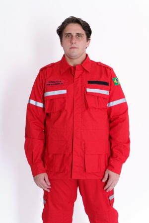 Gandola Tatica Vermelha Brigada Profissional FRENTE Costas com a escrita arqueada.jpg - Couro Art Bombeiro Civil, Saúde e Tático