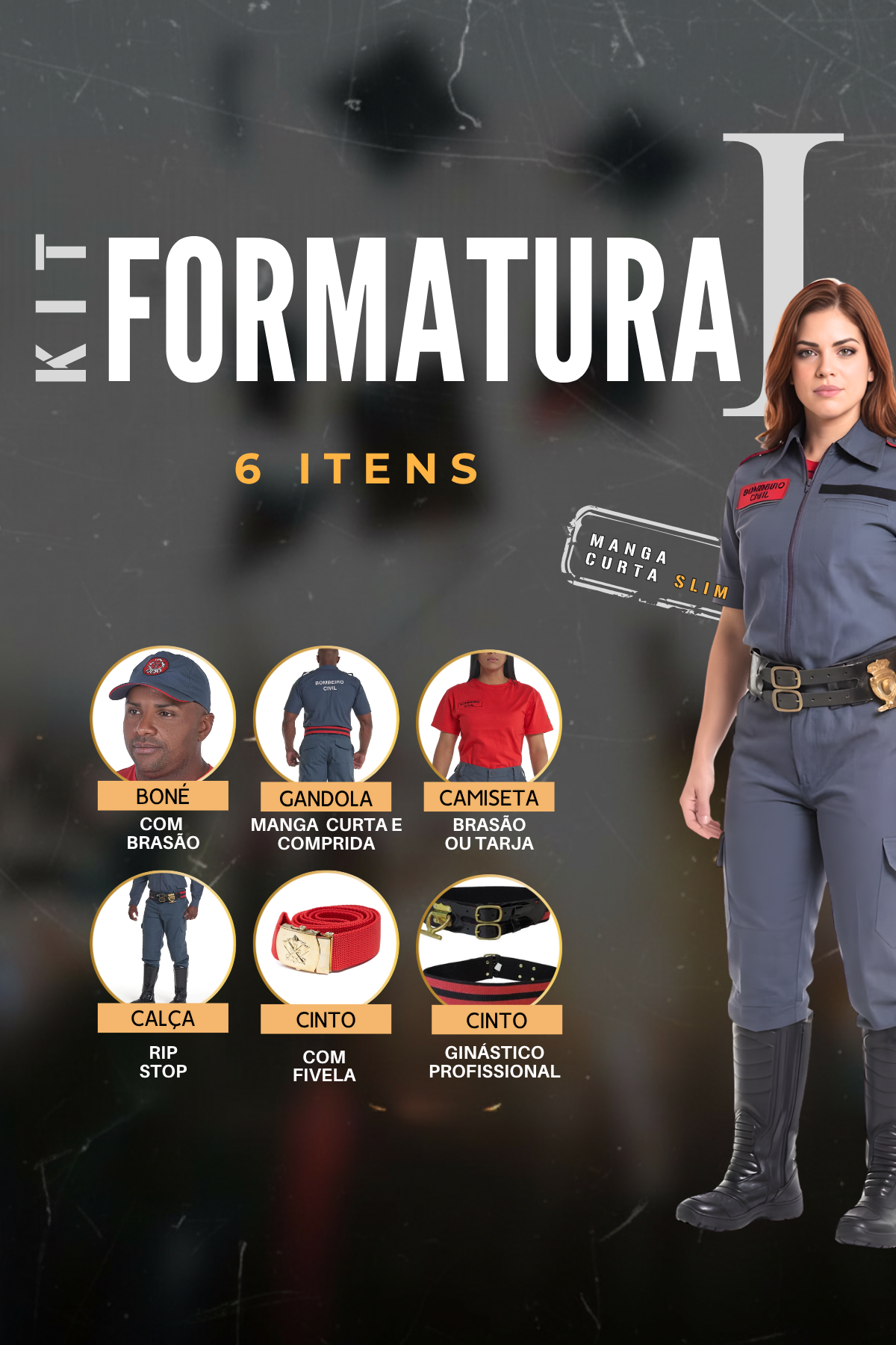 Kit Bombeiro Civil - Formatura - Slim - Manga Curta