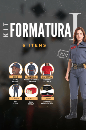 Kit Formatura 1 Manga Curta Bombeiro Civil Manga Comprida Pr - Couro Art Bombeiro Civil, Saúde e Tático