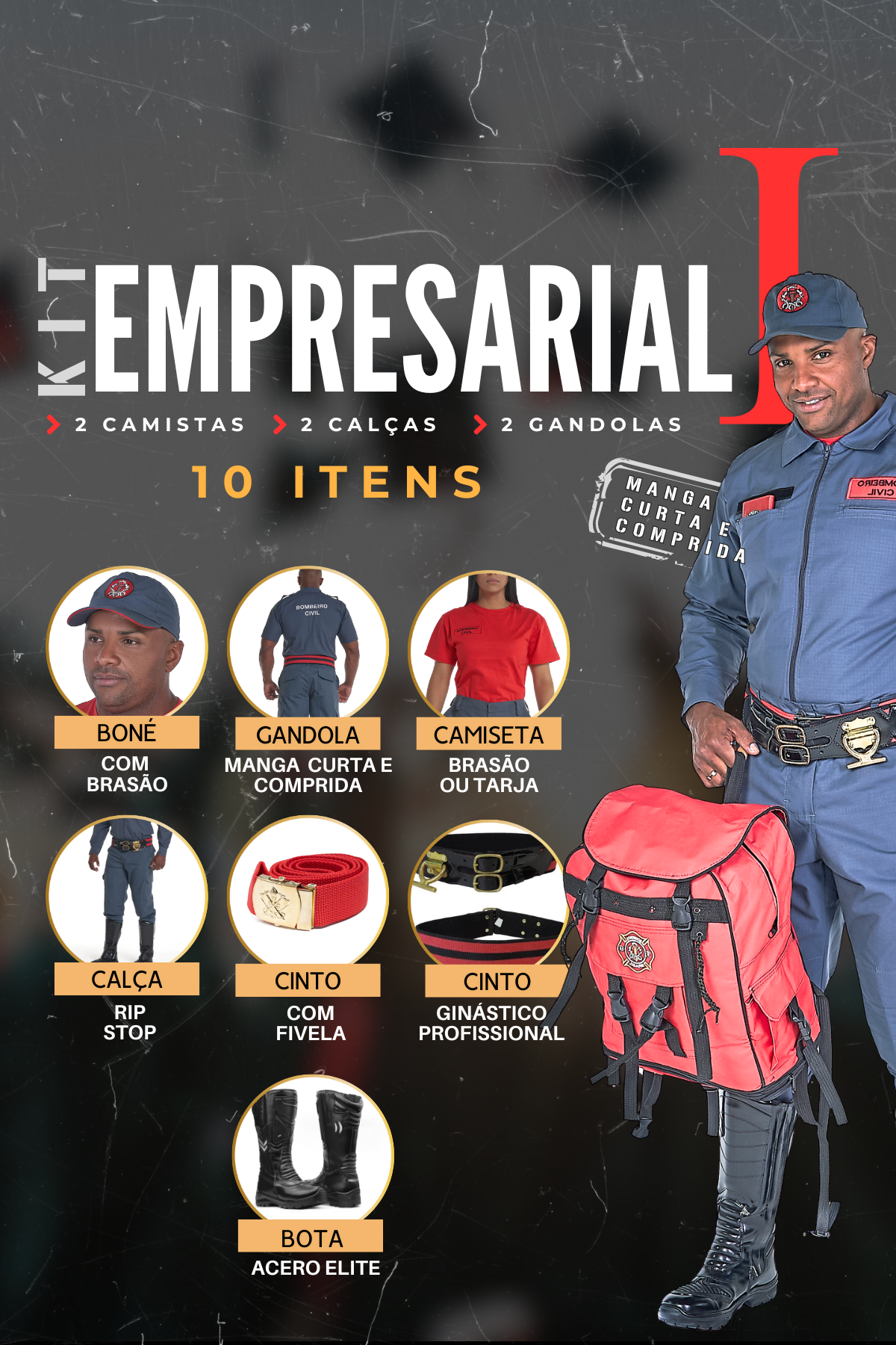 kit empresarial 1 - Couro Art Bombeiro Civil, Saúde e Tático