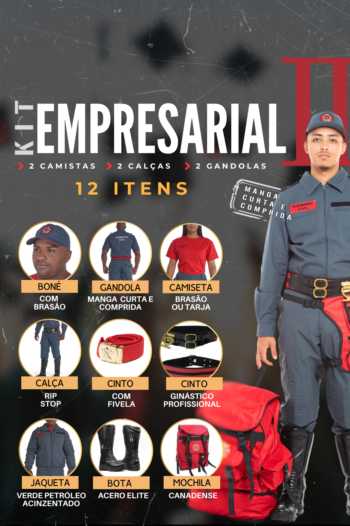 kit empresarial2 com mochila - Couro Art Bombeiro Civil, Saúde e Tático