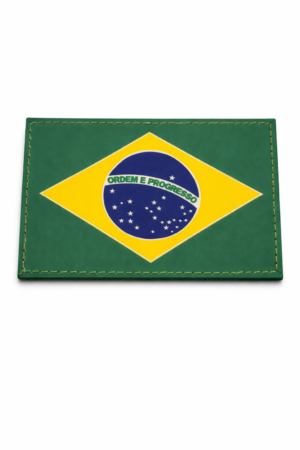 Emborrachado Bandeira do Brasil 55 x 8cm Colorida Fundo Branco - Couro Art Bombeiro Civil, Saúde e Tático