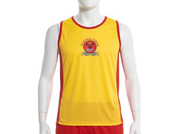 Regata Guarda Vidas -  Amarela com Vermelho - Proteção UV  50+