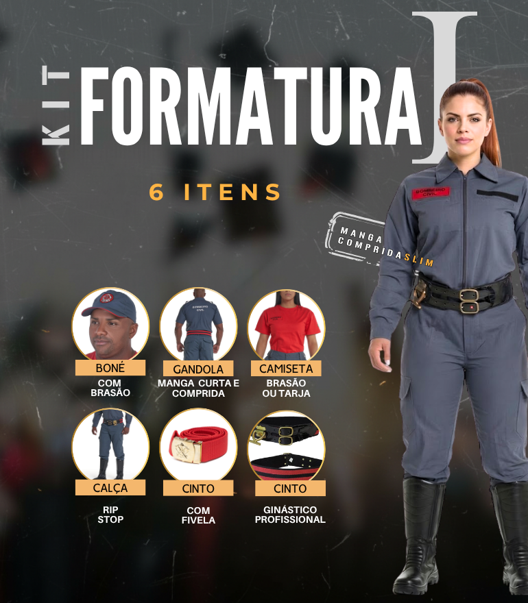 Kit Formatura 1 Bombeiro Civil Manga Comprida - Couro Art Bombeiro Civil, Saúde e Tático