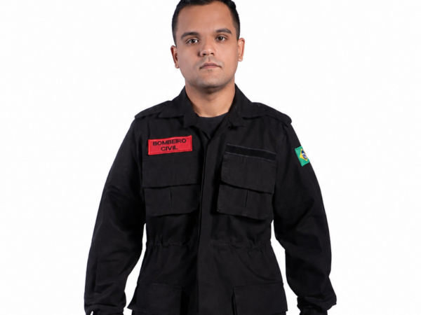 Gandola Tática Bombeiro Civil Preta - Manga Longa s/ Refletivo - Rip Stop