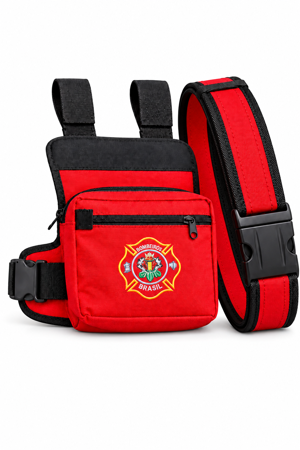 Kit Bolsão de Perna Espumado – Bombeiros Brasil e Cinto Tático - Fundo branco Kit Bolsão de Perna Espumado – Bombeiros Brasil e Cinto Tático - Imagem 1